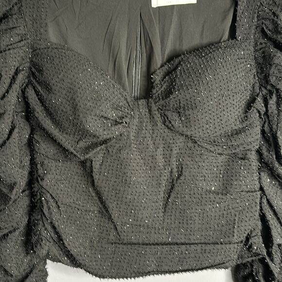 ASTR the Label Black Sparkly Top Ruching Detail Sweetheart Neck Size Medium - Picture 2 of 7